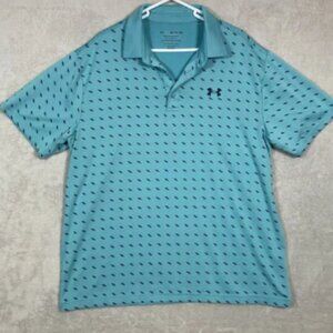 Under Armour The Playoff Polo Mens Size XL Golf Polo HeatGear Geometric Pattern‎